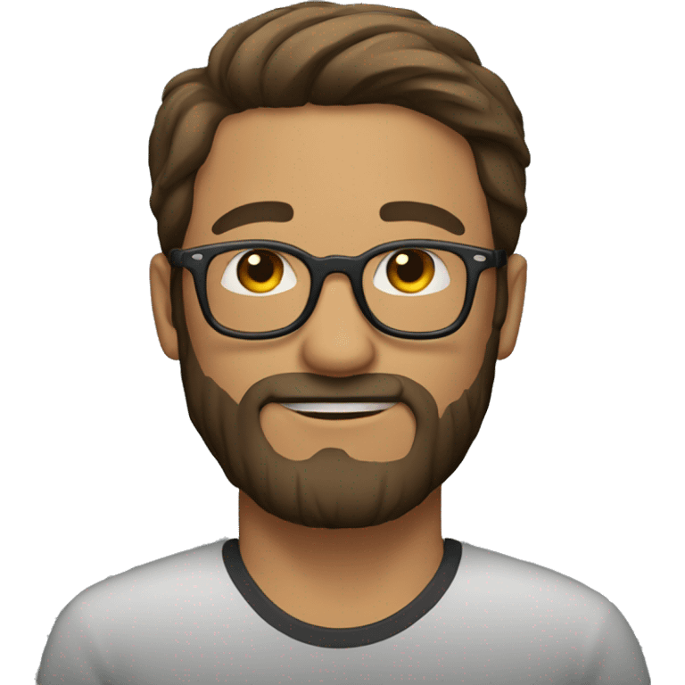 guy with glasses, brown hairs and beard emoji