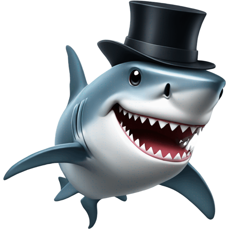 Shark with a top hat emoji