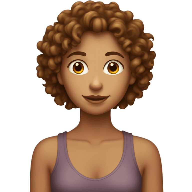 brown curly haired girl with tanned skin and skinny emoji