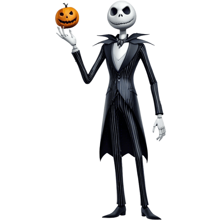 Full body view Cinematic 3D ultra realistic 32K HD image of Jack skellington, stunning detail as though captured in a timeless photograph, rich textures, visually rich, so lifelike that it feels like it could leap off the page at any moment emoji