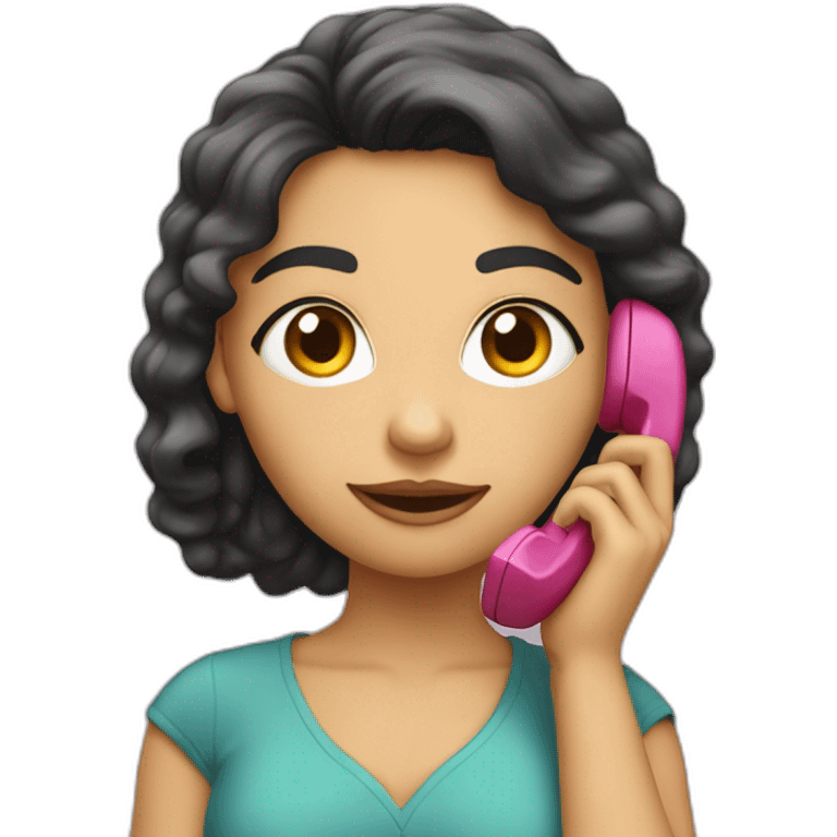 Una chica con un teléfono móvil emoji