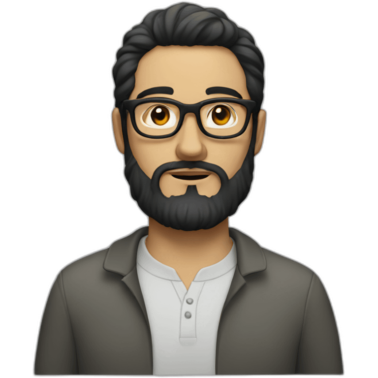 White man with a black beard and round glasses emoji