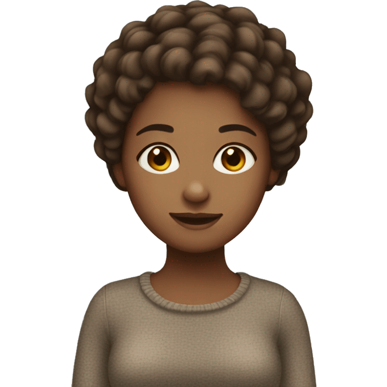 Cozy girl brown short hair emoji