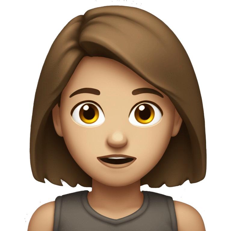 Pretty girl with brown hair angry emoji