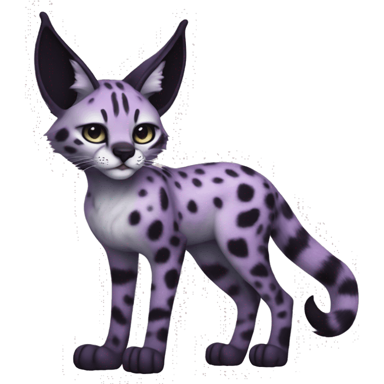 Epic Edgy Black Purple White ethereal Serval-Fionbri-Vernid full body emoji