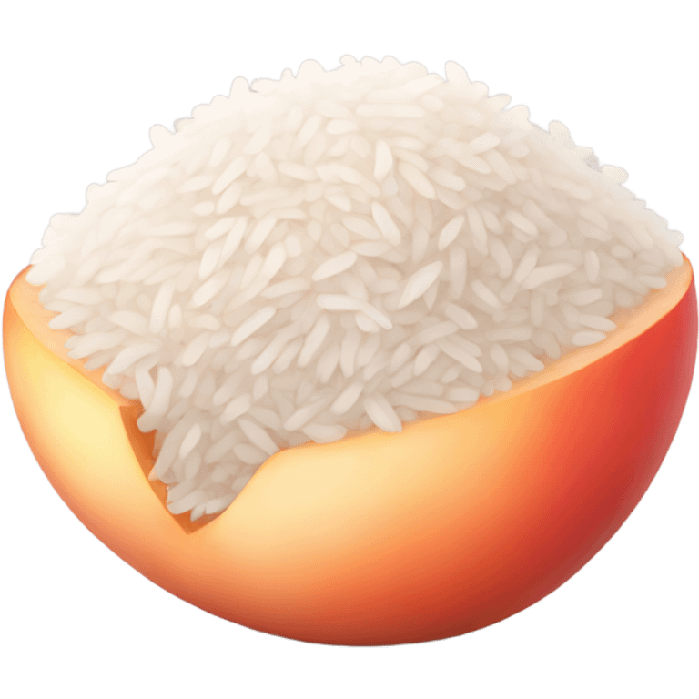 rice in plump red peach emoji