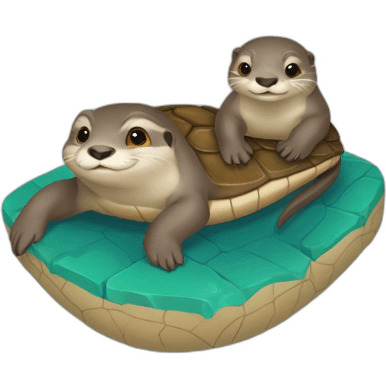 Loutre sur une tortue  emoji