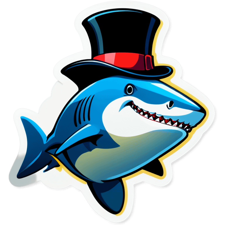 Shark with a top hat emoji