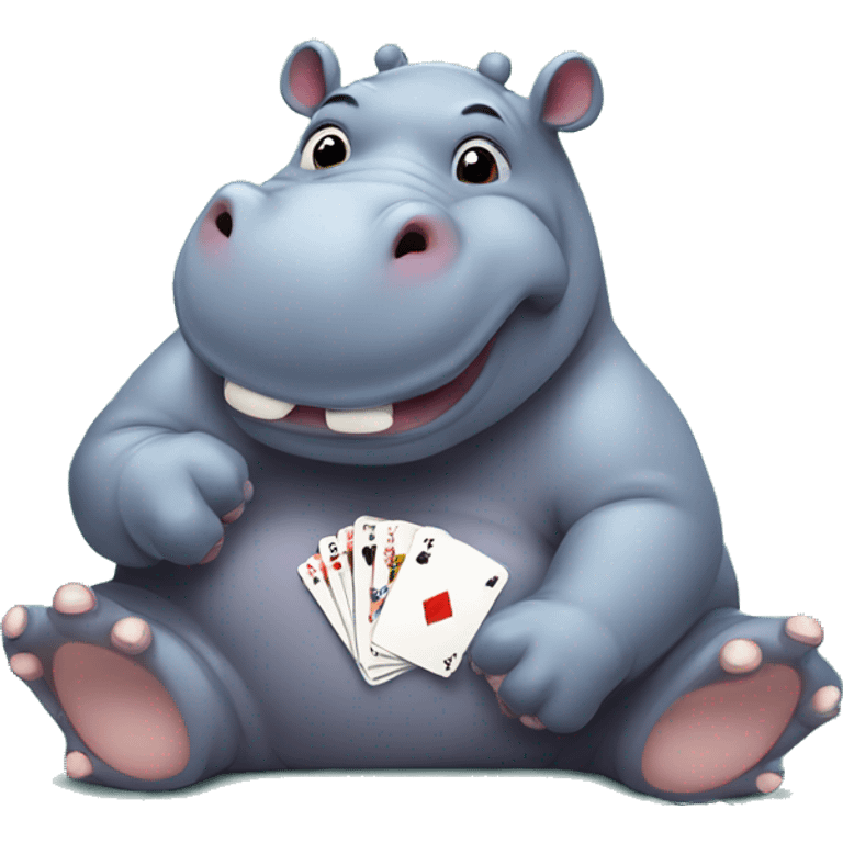 Hippo playing cards with other hippos  emoji