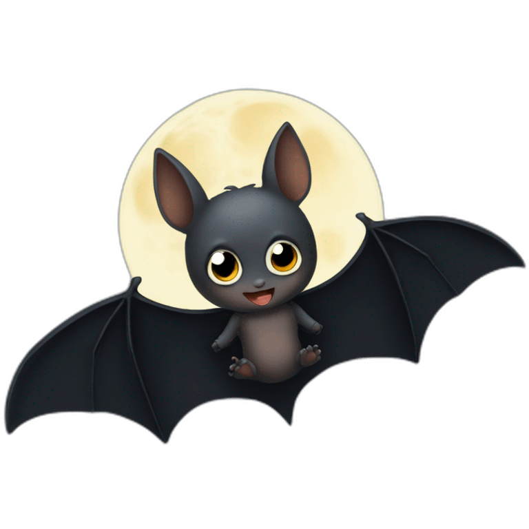 dark baby bat wings in front of moon emoji