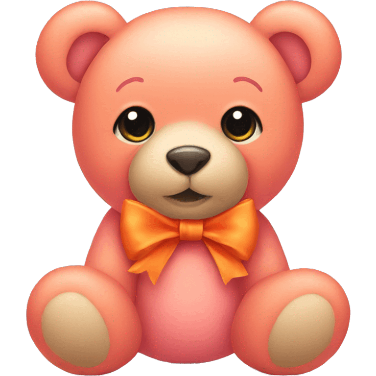 pink teddy bear wearing a orange bow emoji