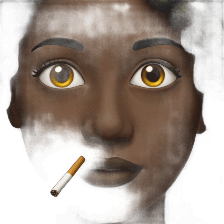 realistic portrait of dark-skinned woman holding a cigarette emoji