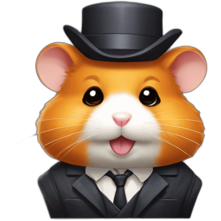 A joyful (((Orange Hamster))) dressed as a ((Gansta)), with a serious expression and and a mafia costume, pixelart emoji