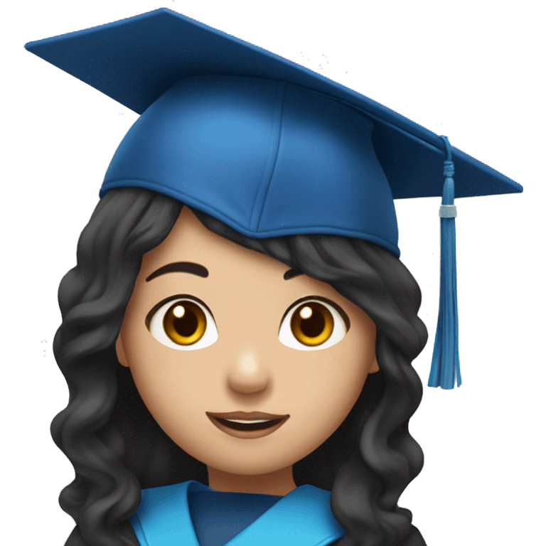 asian girl wearing blue graduation cap with long curly black hair emoji