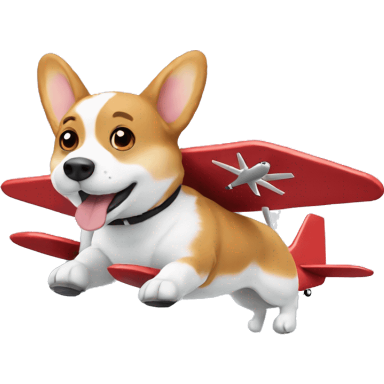 Corgi flying an airplane emoji