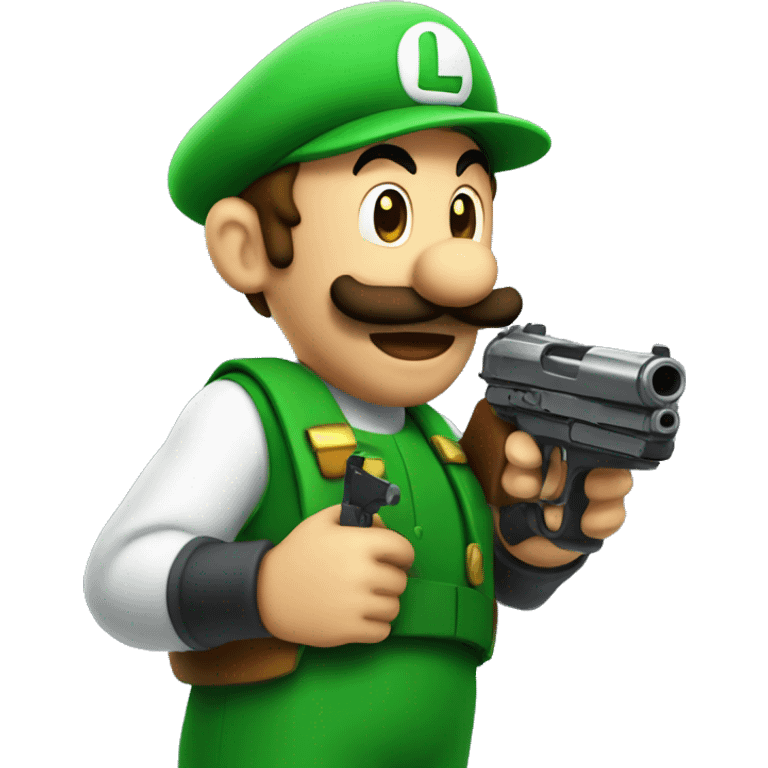 Luigi with a silenced pistol emoji