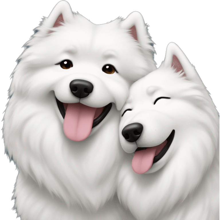 Samoyed hugging another samoyed  emoji