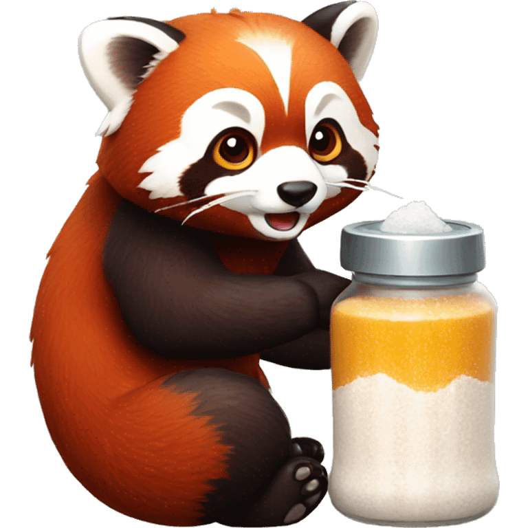 Red panda with salt shaker emoji