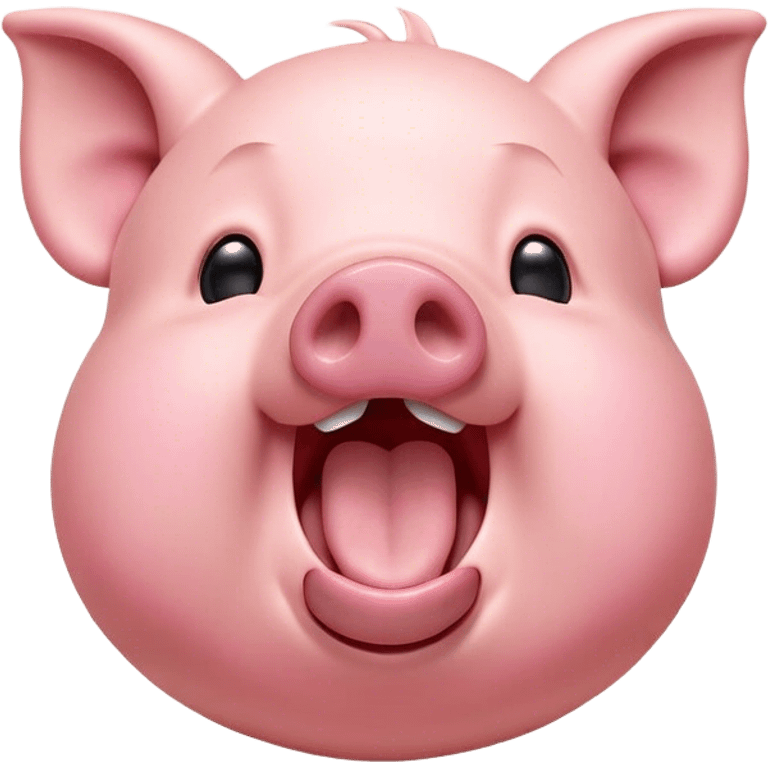 Cinematic Cute Yawning Pig Portrait Emoji, Head tilted slightly with a dramatic, wide-open yawn, showcasing a soft, smooth rosy-pink hide with droopy ears, round beady eyes barely open in drowsy contentment, Simplified yet irresistibly adorable features, highly detailed, glowing with a soft, cozy glow, high shine, relaxed yet expressive, stylized with a touch of whimsical charm, bright and endearing, soft glowing outline, capturing the essence of a sleepy yet affectionate pig, so drowsy it feels like it could stretch out of the screen and curl up for a nap! emoji