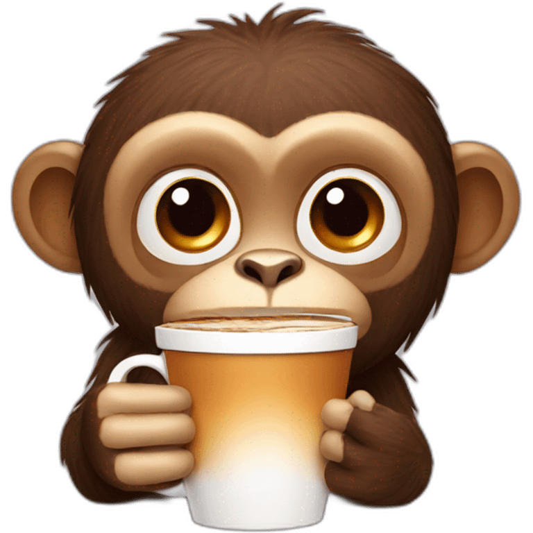 Monkey with coffe emoji