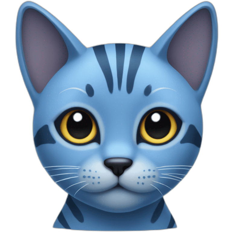 Blue cat with 2 little black stripes on the forehead emoji