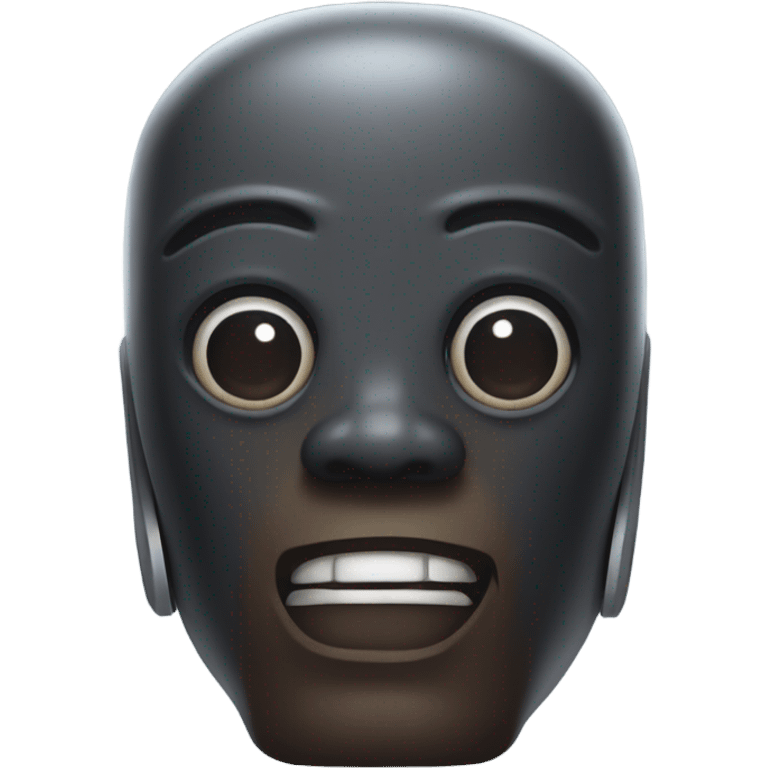 Person who is a droid with lasers on their head with dark skin and a big nose emoji