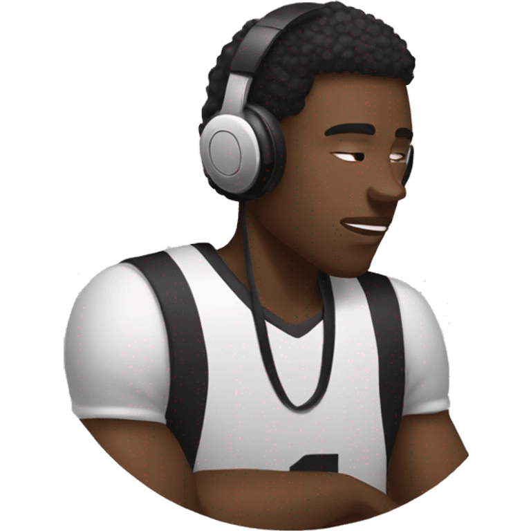 black basketball player listening to music emoji