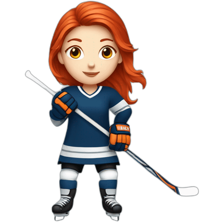 Red haired Girl ice hockey player emoji