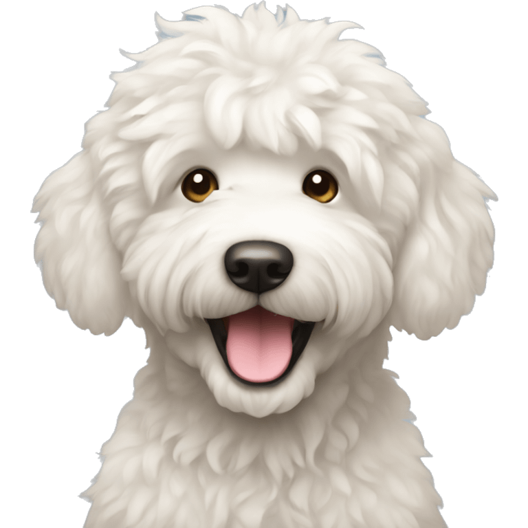 happy white fluffy labradoodle emoji