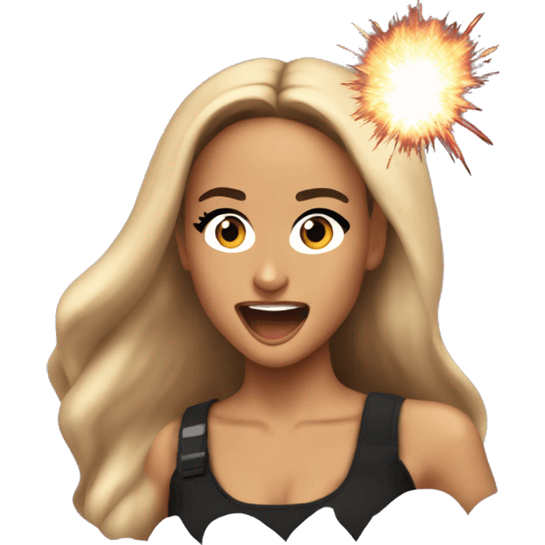 ariana grande with an explosion behind emoji