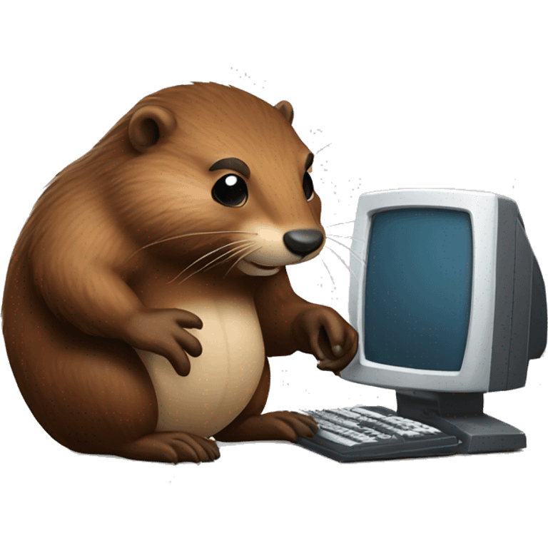 beaver doing computer game harder emoji