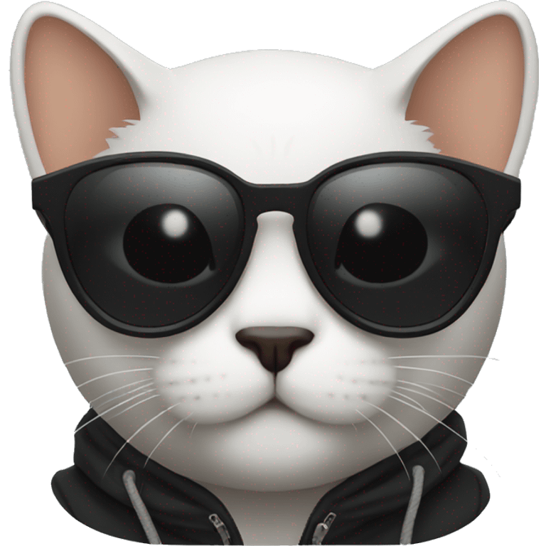 cat with black hoodie and sunglasses  emoji