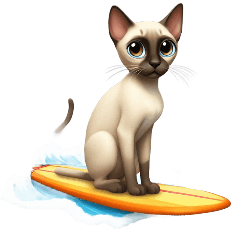 Siamese cat surfing emoji