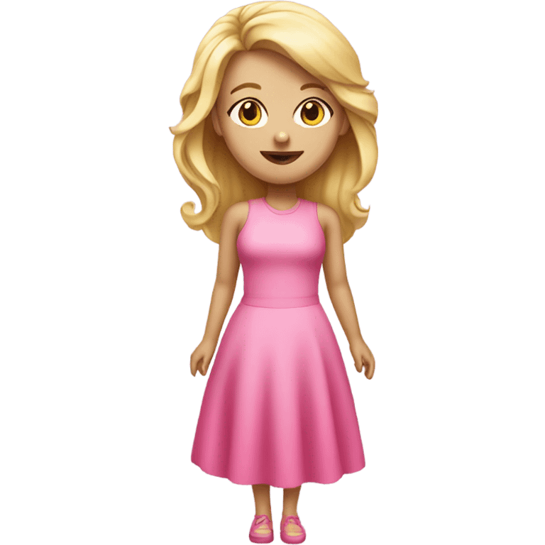 Blonde girl in pink dress full body emoji