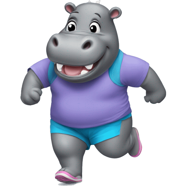 Happy hippo with running outfit emoji