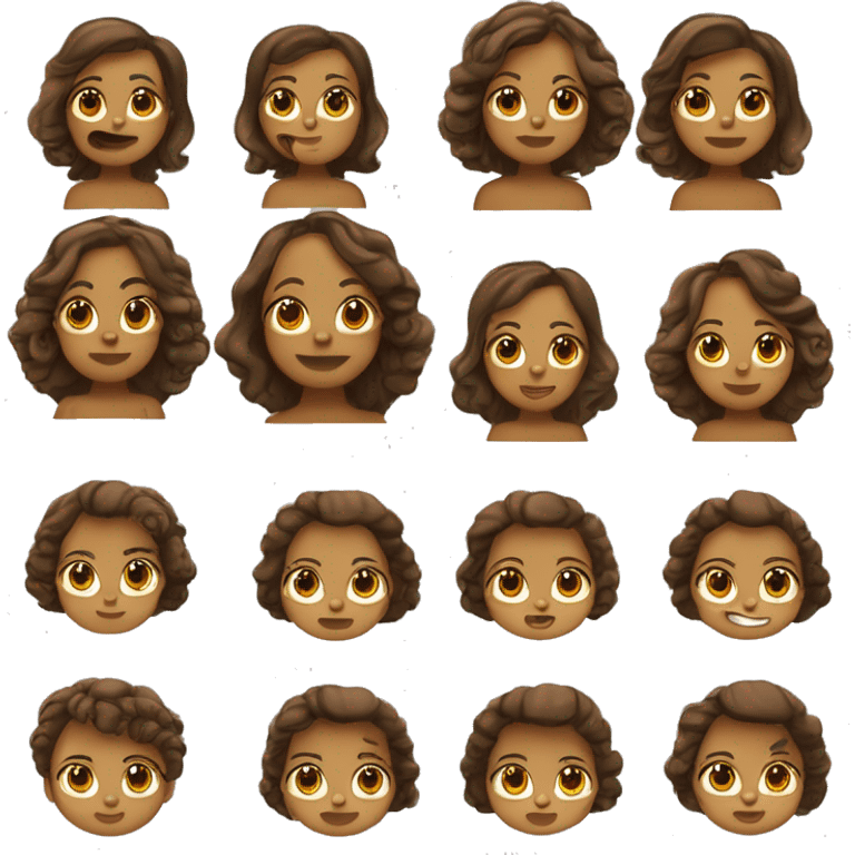 menina beje claro com olho castanho escuro, cabelo castanho ondulado e com um cachorro grande dourado. emoji