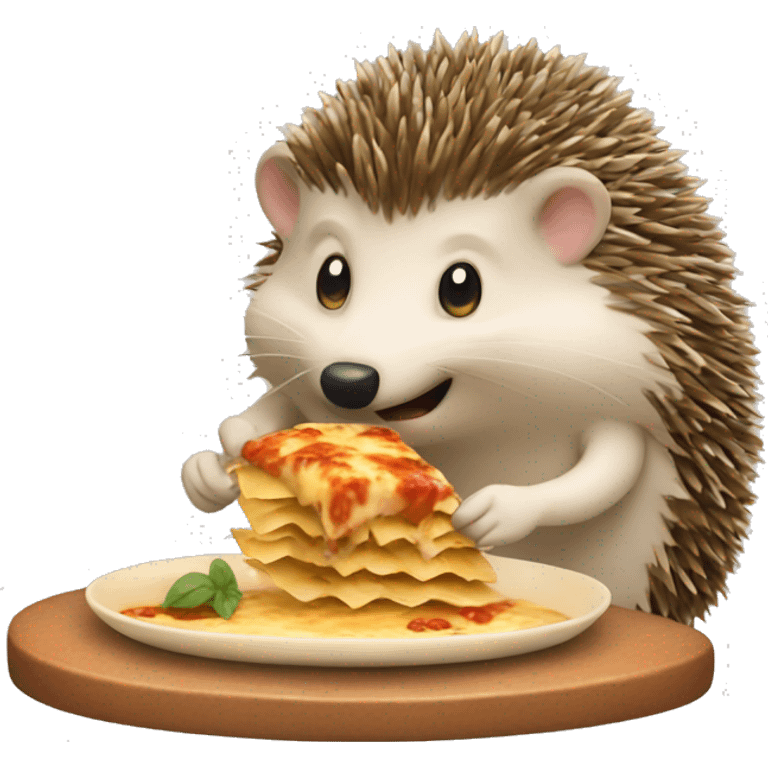 Hedgehog eating a lasagna  emoji