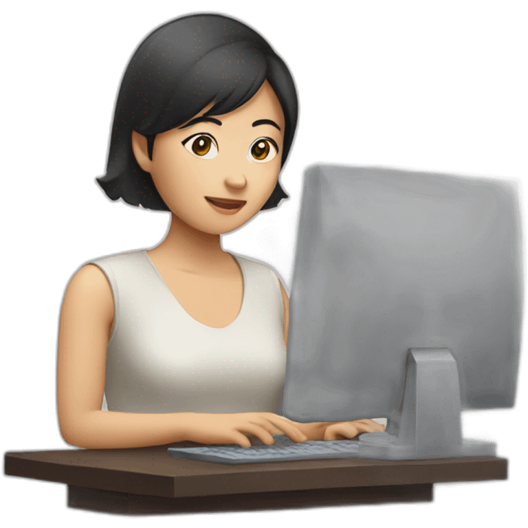 asian woman using computer emoji