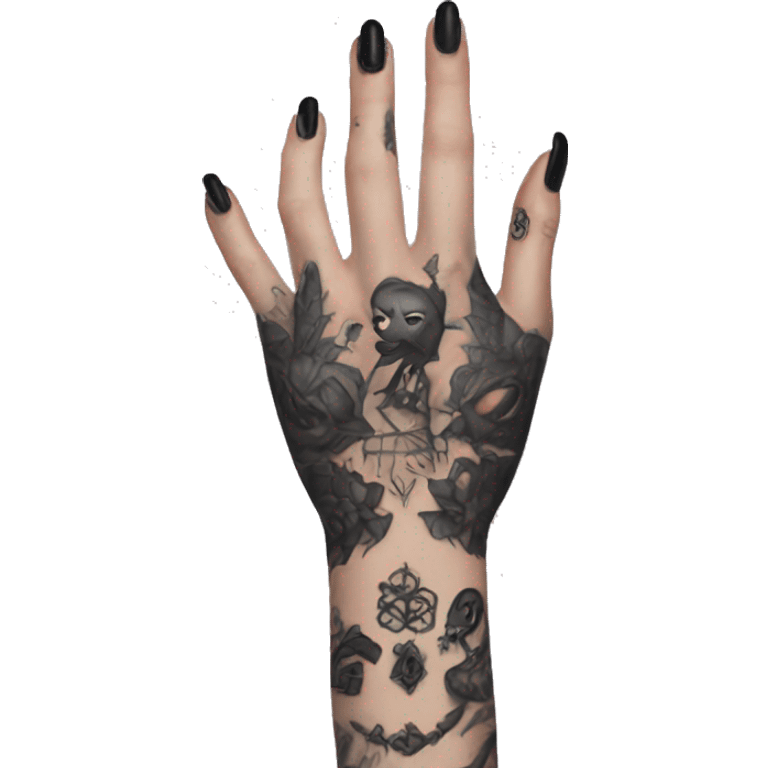 Feminine arm, black fingernails and gothic tattoos  emoji