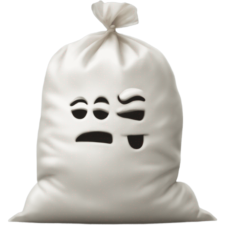 Plastic bag of flour that says blow on it  emoji