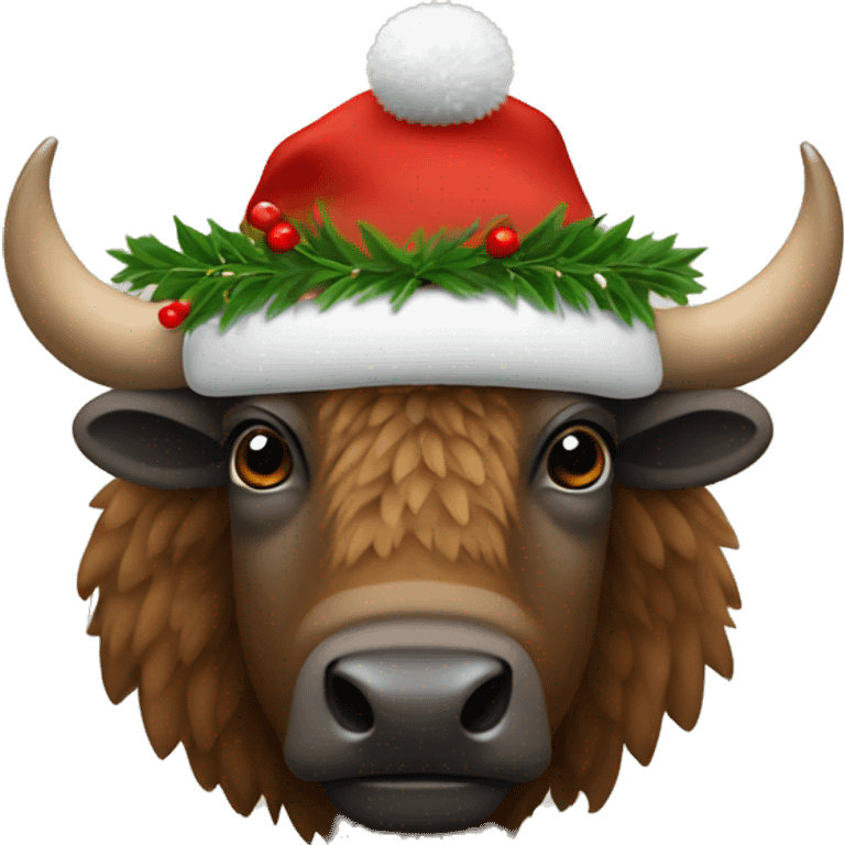 Bison avec un bonnet de Noël  emoji