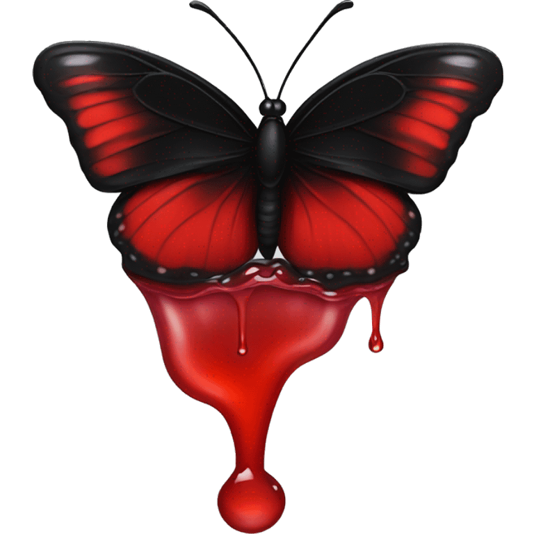 black butterly dripping red water emoji