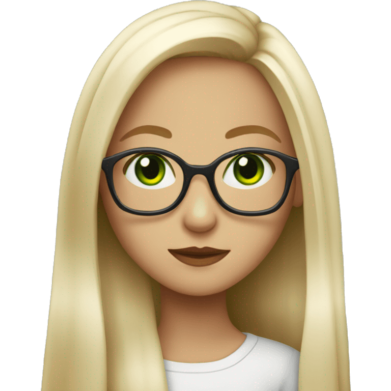 Girl with Long platin hair, green eyes and dioptric glasses emoji