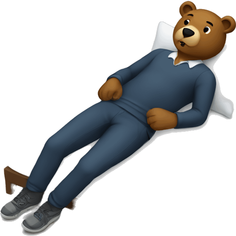 A man lying flat on the ground with a bear sitting on top of him emoji