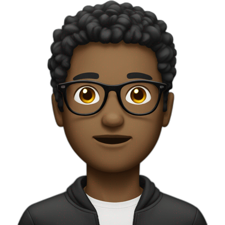 Boy with black glasses,  messy without gel hairs   emoji