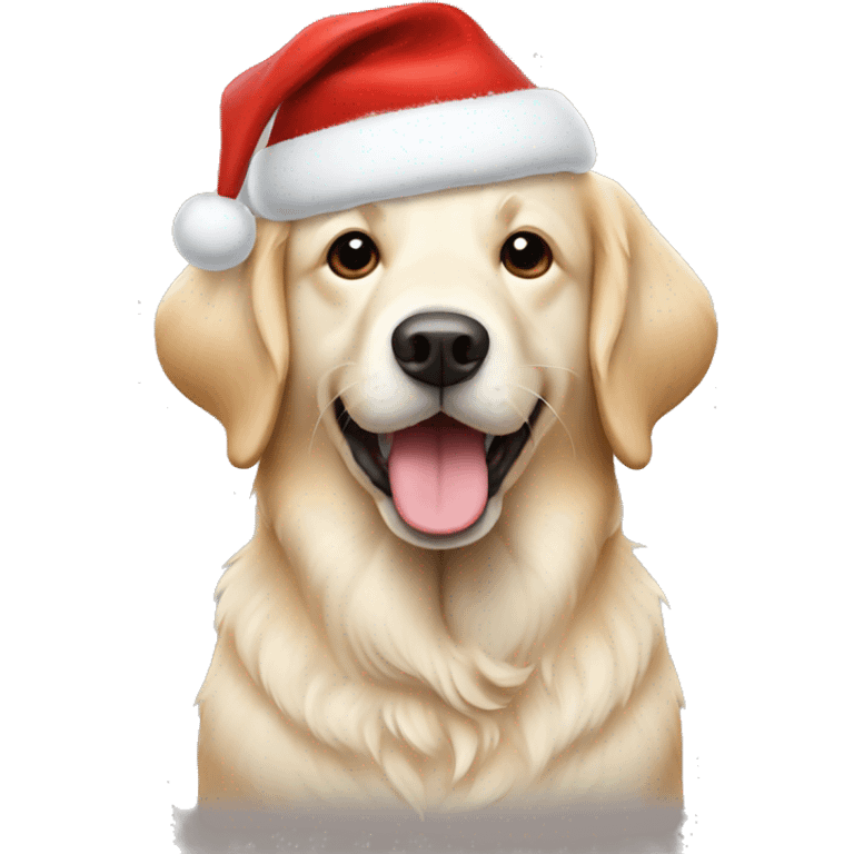 English cream retriever with Christmas hat emoji