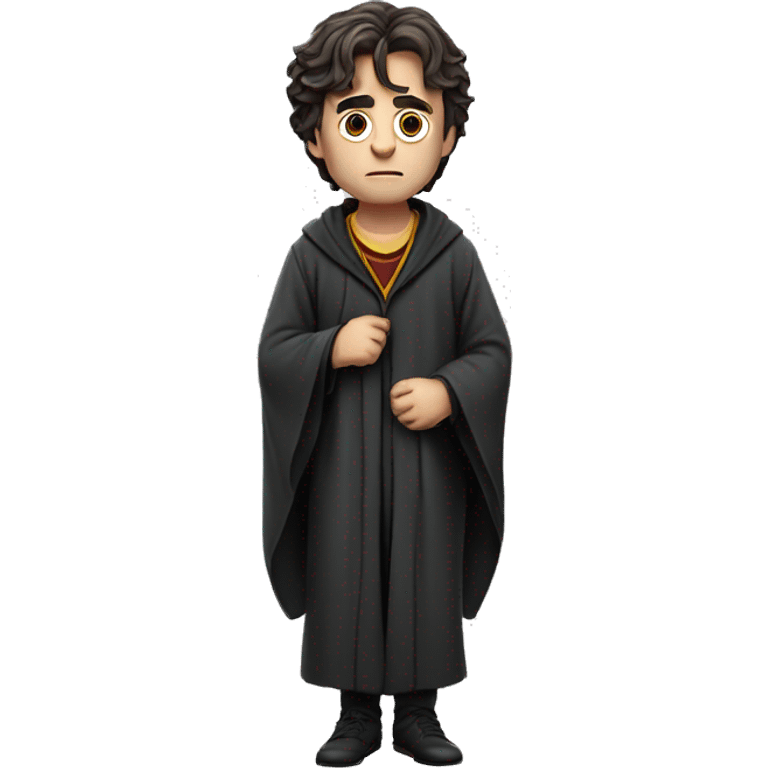 full body Harry Potter in robe laying down looking very stressed  emoji