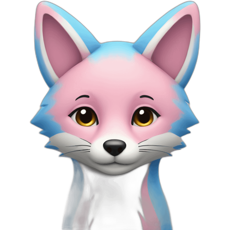 vertical half light blue vertical half pink fox emoji