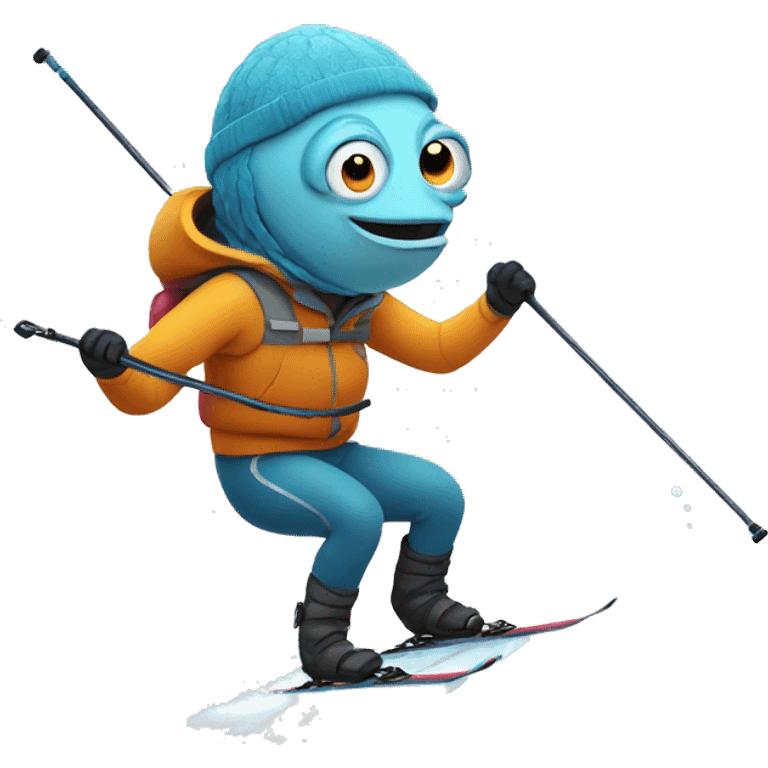 Fish skiing  emoji