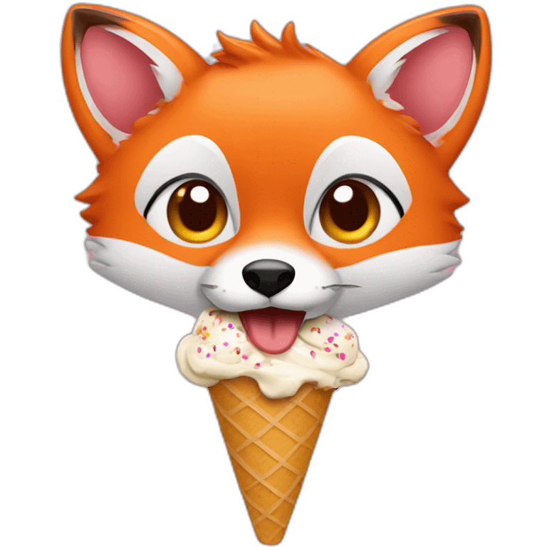 Red fox eating ice cream  emoji